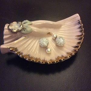 Pave crystal and pearl double post earrings. NWOT